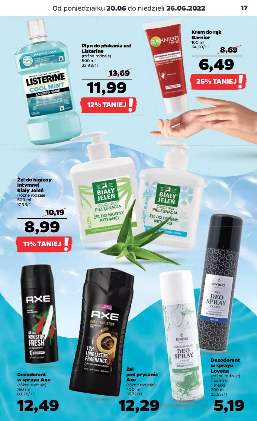 Gazetka promocyjna Netto - Gazetka spożywcza 20.06-26.06 - ważna 20.06 do 26.06.2022 - strona 17 - produkty: Biały Jeleń, Dezodorant, Garnier, Krem do rąk, Listerine, Płyn do płukania