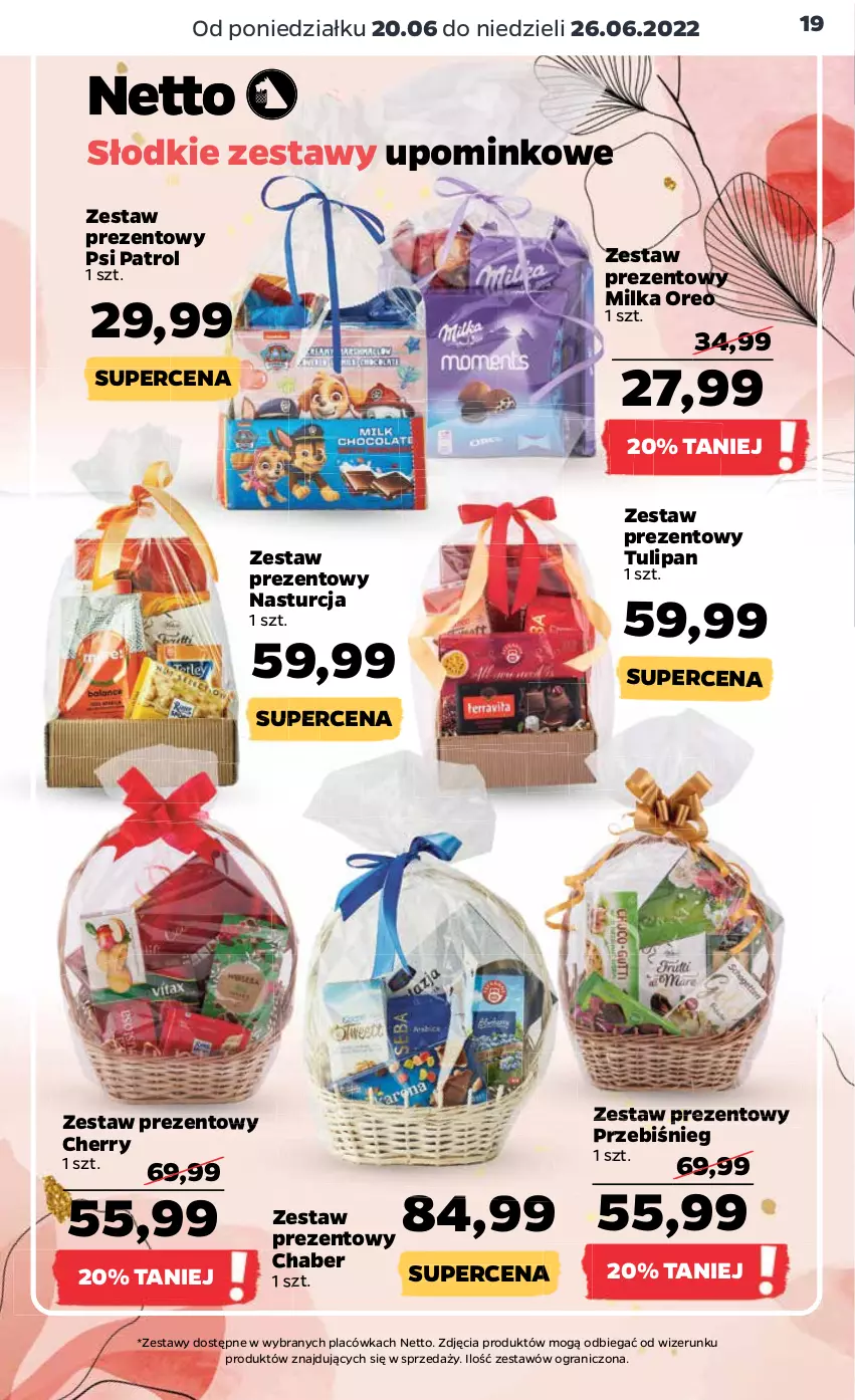 Gazetka promocyjna Netto - Gazetka spożywcza 20.06-26.06 - ważna 20.06 do 26.06.2022 - strona 19 - produkty: Gra, Milka, Oreo, Psi Patrol, Tulipan, Zestaw prezentowy