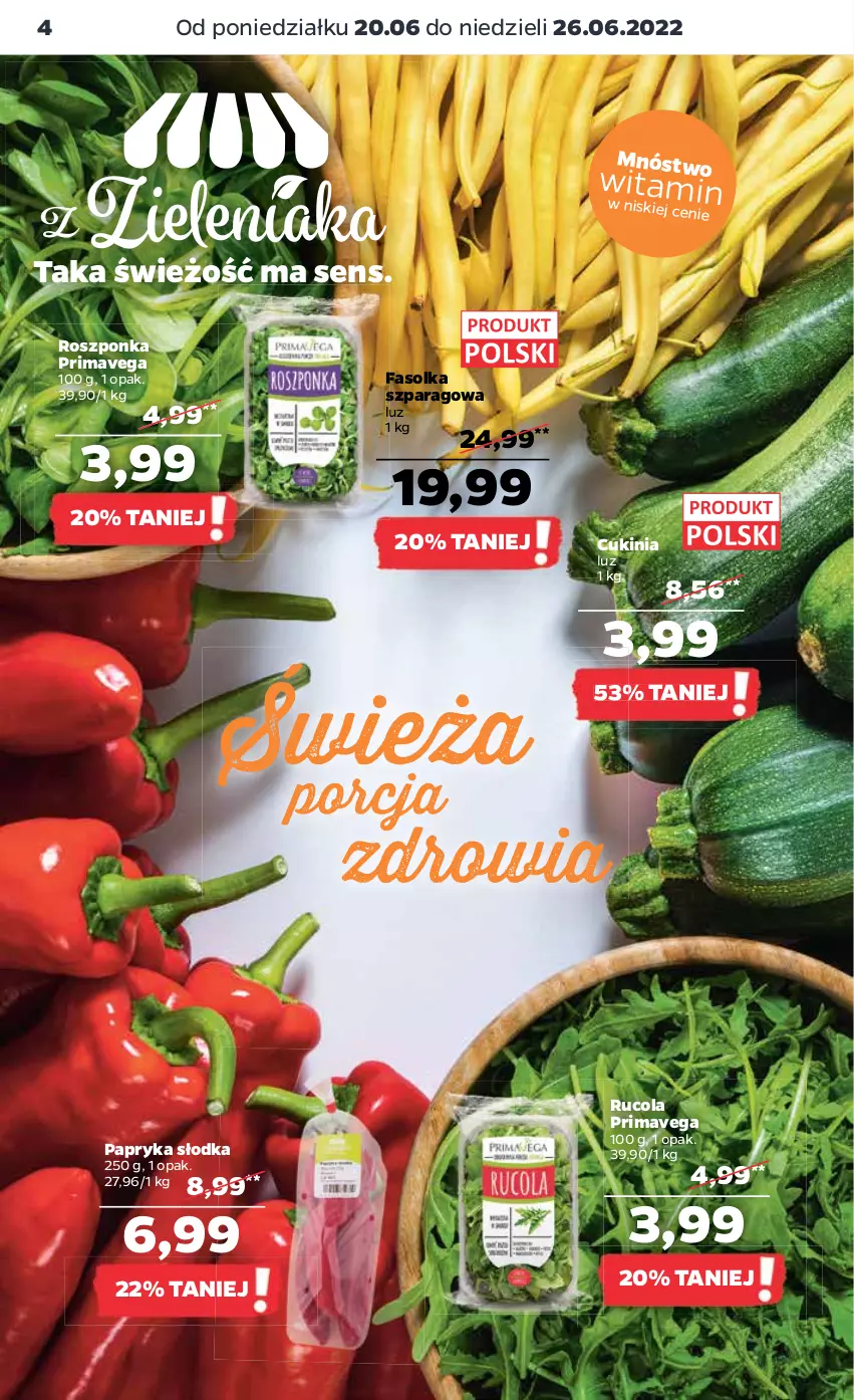 Gazetka promocyjna Netto - Gazetka spożywcza 20.06-26.06 - ważna 20.06 do 26.06.2022 - strona 4 - produkty: Fa, Papryka, Papryka słodka, Por, Prima, Roszponka