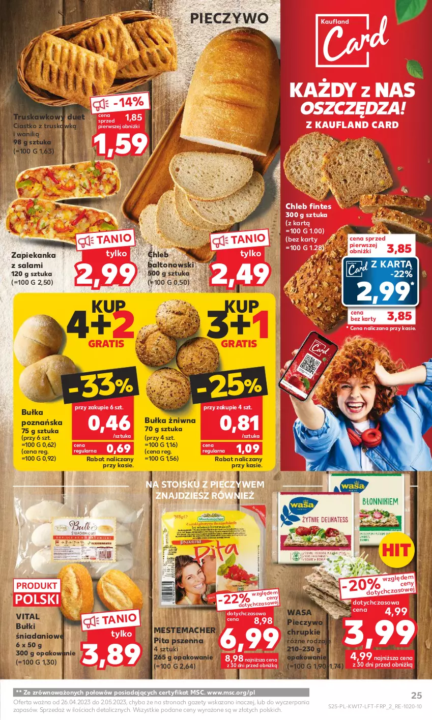 Gazetka promocyjna Kaufland - Gazetka tygodnia - ważna 26.04 do 02.05.2023 - strona 25 - produkty: Bułka, Chleb, Chrupki, Danio, Gra, Piec, Pieczywo, Pieczywo chrupkie, Salami, Wasa, Zapiekanka