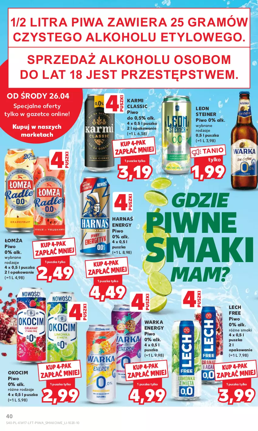 Gazetka promocyjna Kaufland - Gazetka tygodnia - ważna 26.04 do 02.05.2023 - strona 40 - produkty: Gra, Harnaś, Karmi, Koc, Leon, Okocim, Piwa, Piwo, Warka