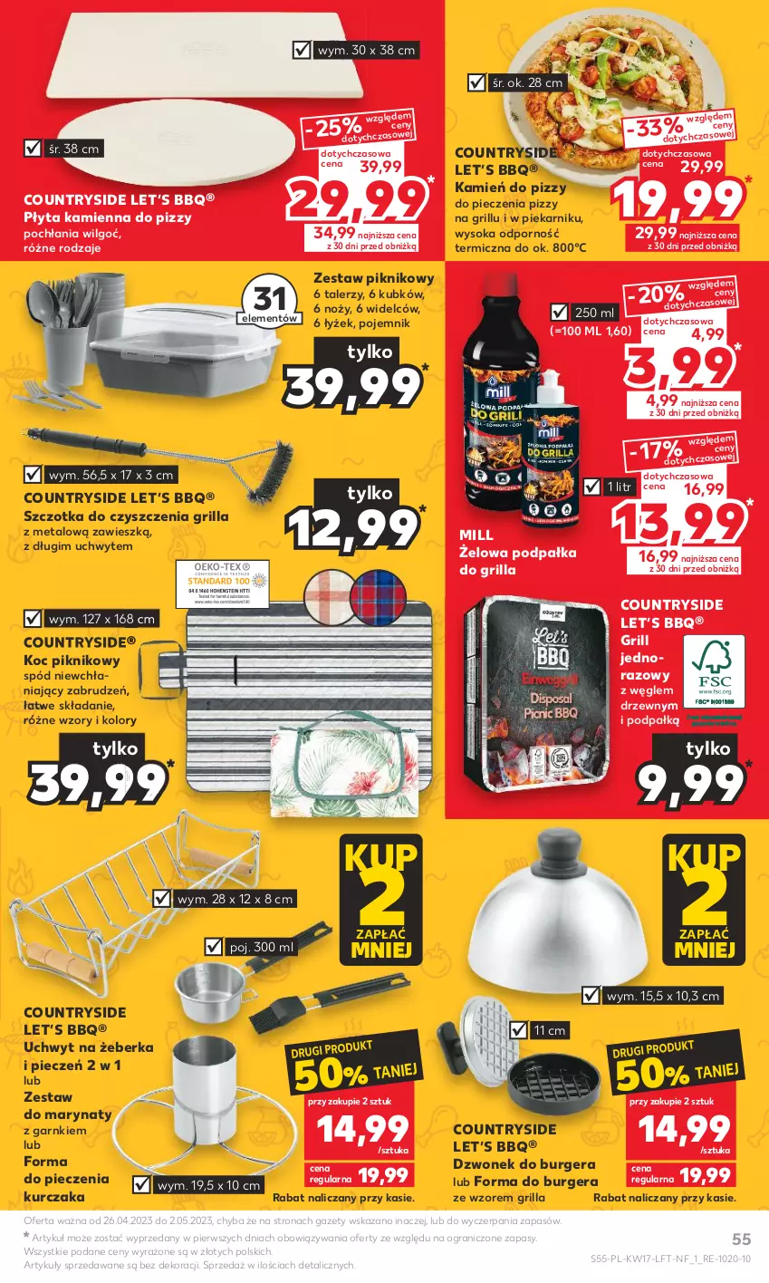 Gazetka promocyjna Kaufland - Gazetka tygodnia - ważna 26.04 do 02.05.2023 - strona 55 - produkty: Burger, Dzwonek, Forma do pieczenia, Gra, Grill, Koc, Kurczak, LG, Noż, Piec, Piekarnik, Płyta, Pojemnik, Por, Sok, Szczotka, Talerz