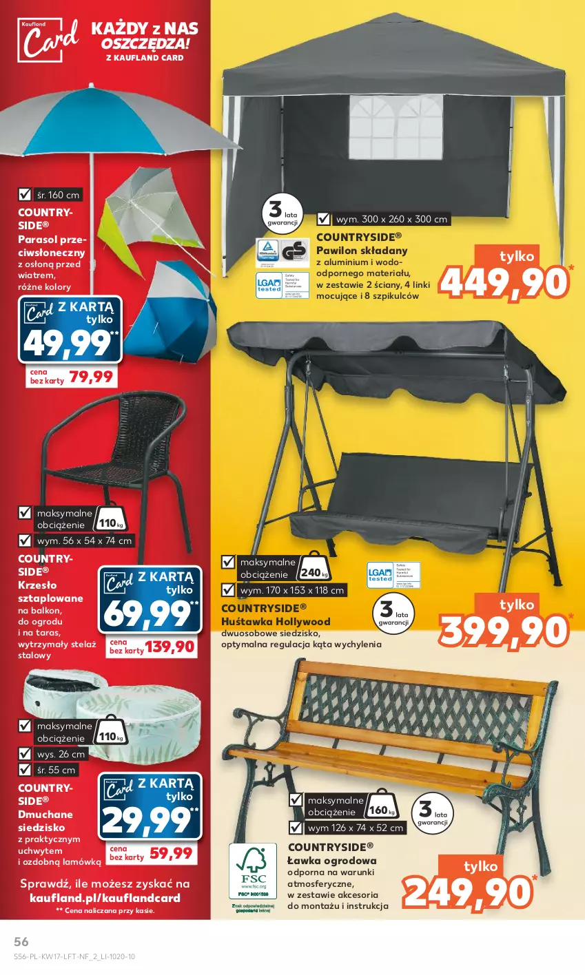 Gazetka promocyjna Kaufland - Gazetka tygodnia - ważna 26.04 do 02.05.2023 - strona 56 - produkty: Huśtawka, Krzesło, Parasol, Por, Siedzisko