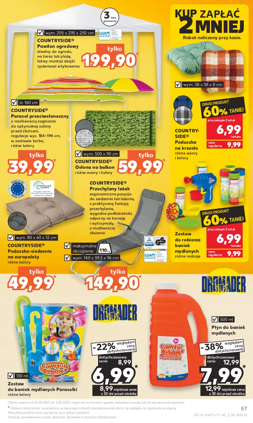 Gazetka promocyjna Kaufland - Gazetka tygodnia - ważna 26.04 do 02.05.2023 - strona 57 - produkty: Gin, Gra, Krzesło, Parasol, Poduszka, Por, Torba