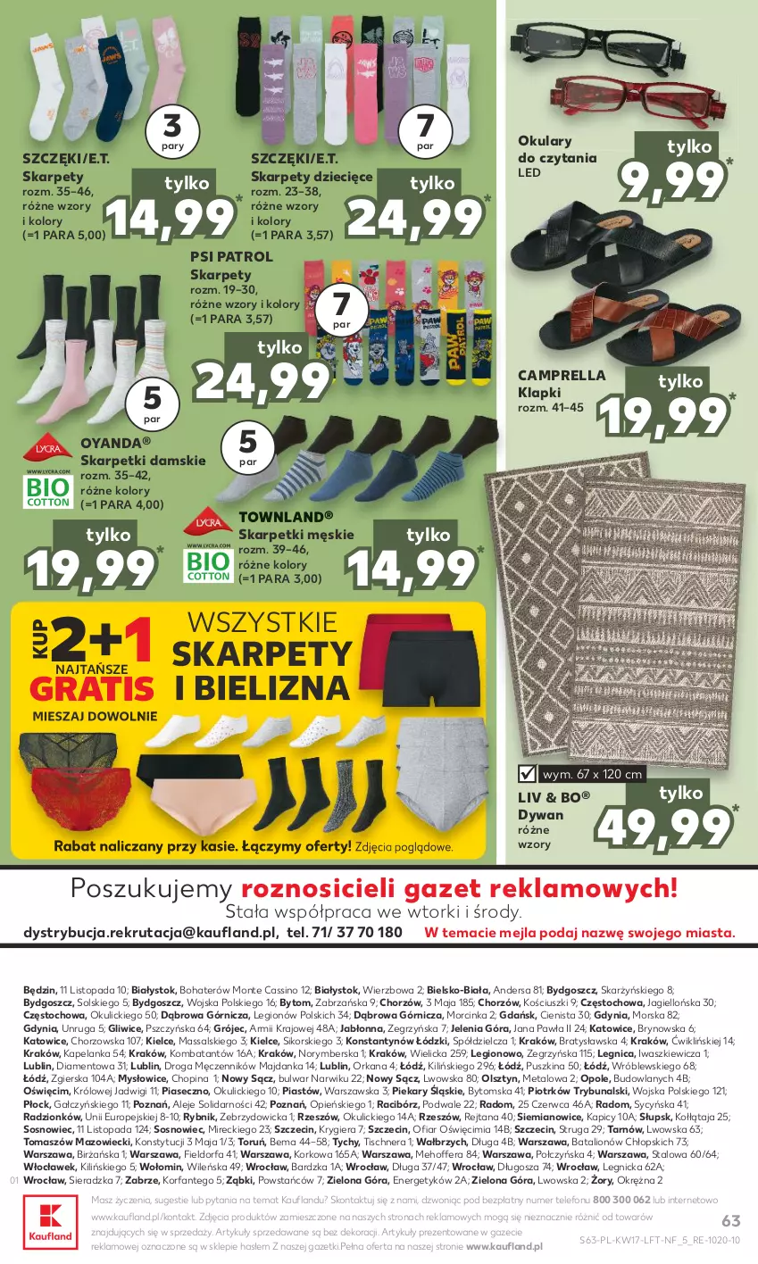 Gazetka promocyjna Kaufland - Gazetka tygodnia - ważna 26.04 do 02.05.2023 - strona 63 - produkty: Bielizna, Dywan, Dzieci, Fa, Gra, Inka, Karp, Klapki, Lion, Monte, Okulary do czytania, Orka, Piast, Psi Patrol, Skarpetki, Sos, Telefon, Top