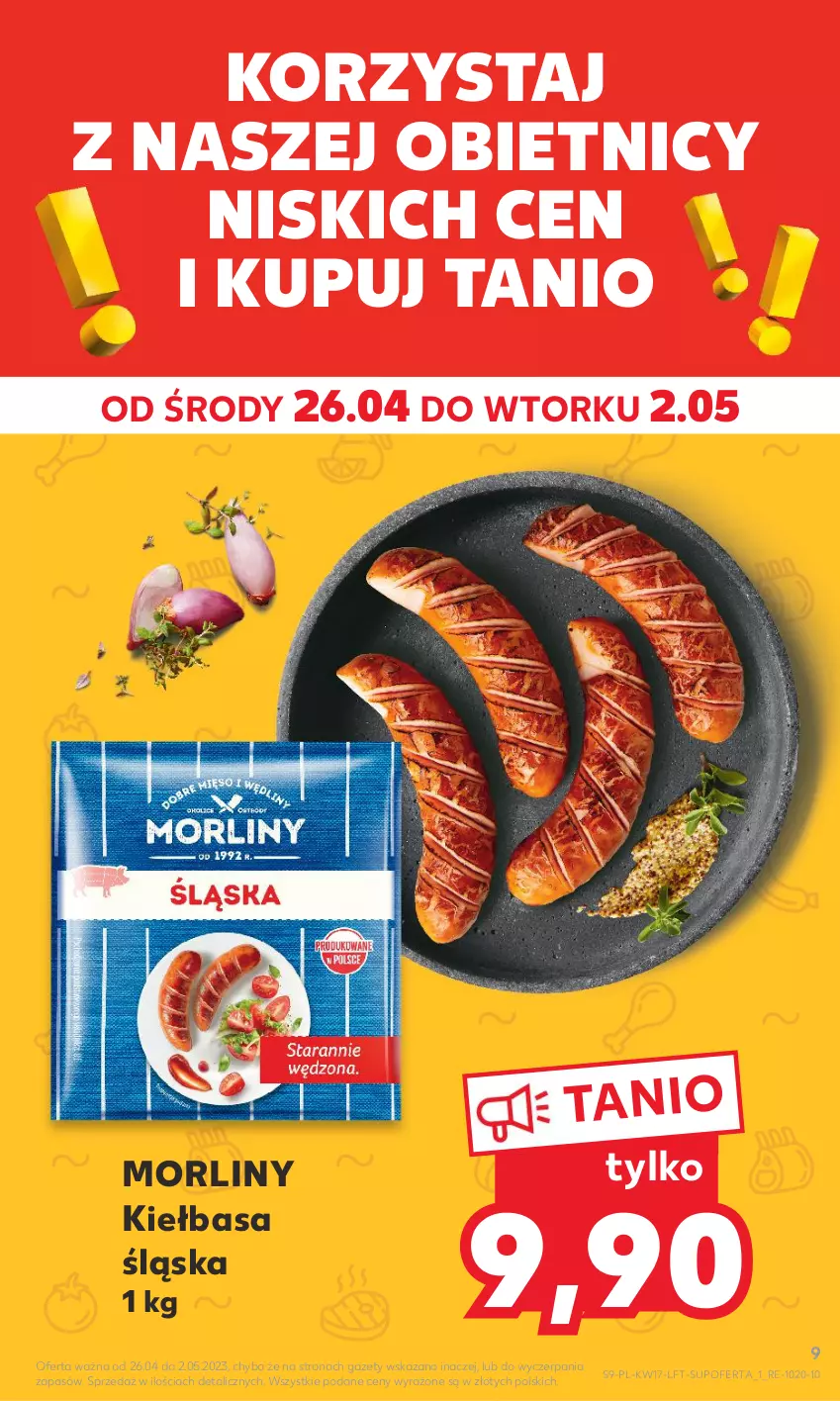 Gazetka promocyjna Kaufland - Gazetka tygodnia - ważna 26.04 do 02.05.2023 - strona 9 - produkty: Kiełbasa, Kiełbasa śląska, Morliny