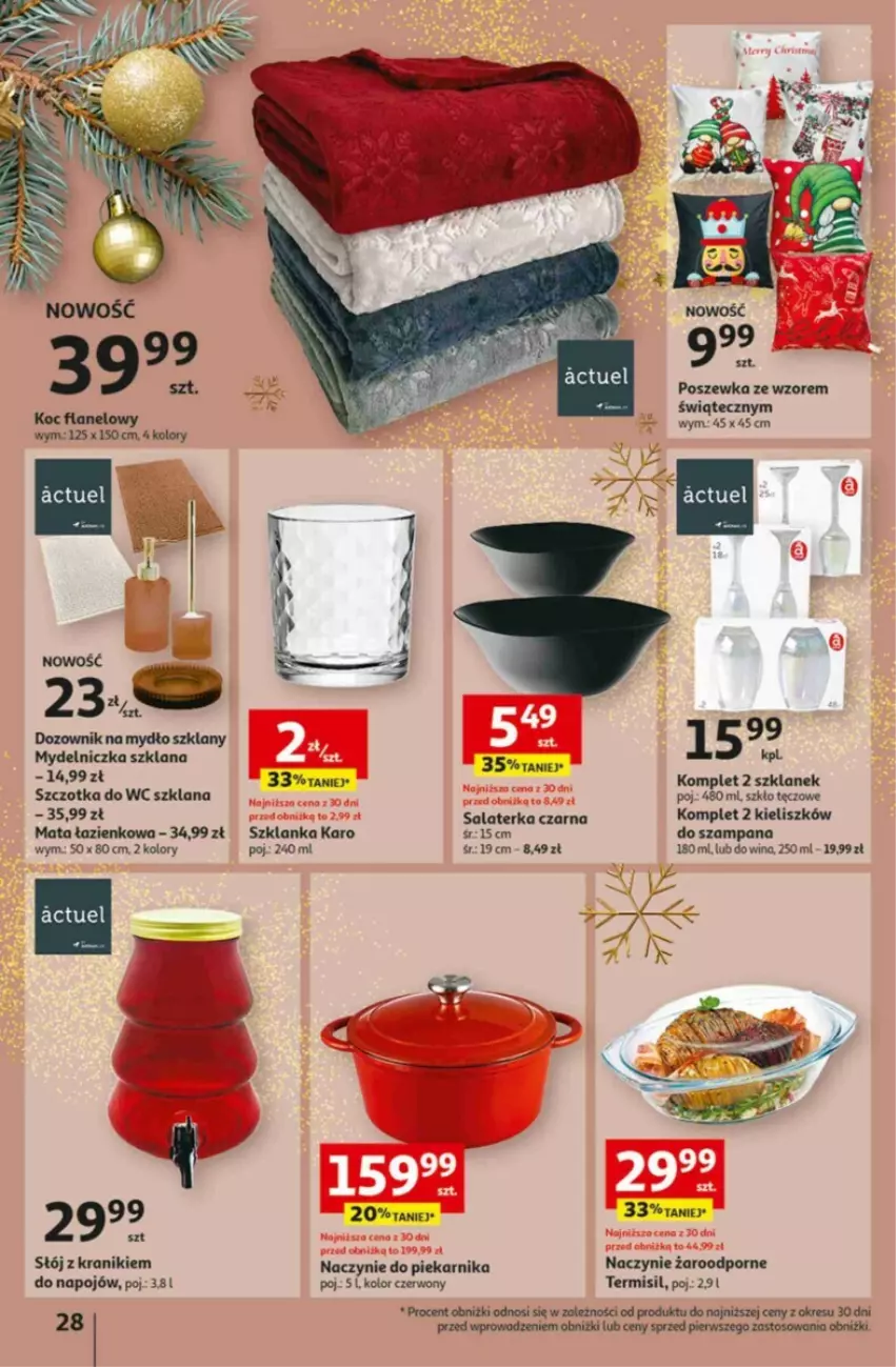 Gazetka promocyjna Auchan - ważna 16.11 do 22.11.2023 - strona 21 - produkty: Koc, LANA, Mata łazienkowa, Mydelniczka, Naczynie żaroodporne, Piekarnik, Por, Poszewka, Salaterka, Szczotka, Szczotka do WC, Szklanka