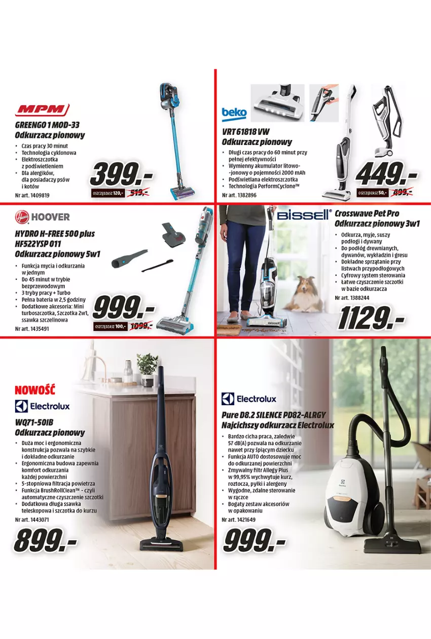 Gazetka promocyjna Media Markt - Wielkanoc - ważna 10.03 do 03.04.2021 - strona 21 - produkty: Akumulator, Bateria, Dywan, Electrolux, Gres, LANA, Listwa, Odkurzacz, Pur, Szczotka, Teleskop, Top