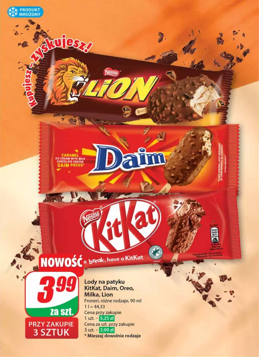 Gazetka promocyjna Dino - Gazetka 15 / 2024 - ważna 10.04 do 16.04.2024 - strona 25 - produkty: Lion, Lody, Milka, Oreo, Taft