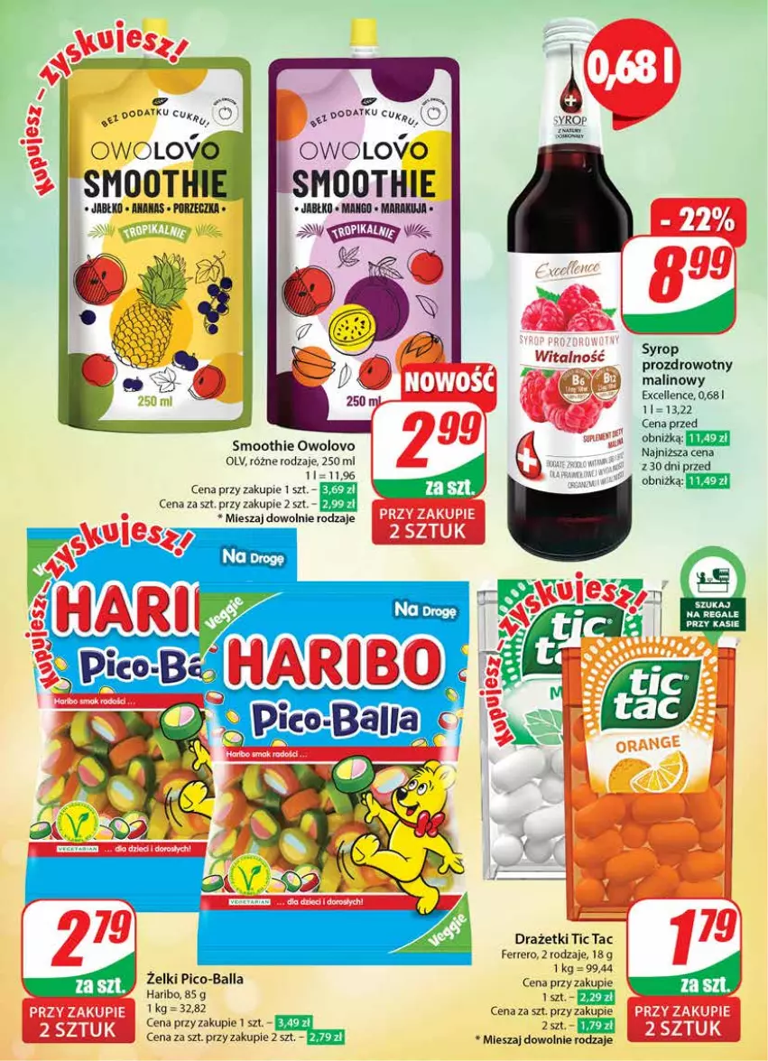 Gazetka promocyjna Dino - Gazetka 15 / 2024 - ważna 10.04 do 16.04.2024 - strona 4 - produkty: Ferrero, Haribo, Mango, Pico-Balla, Smoothie, Syrop