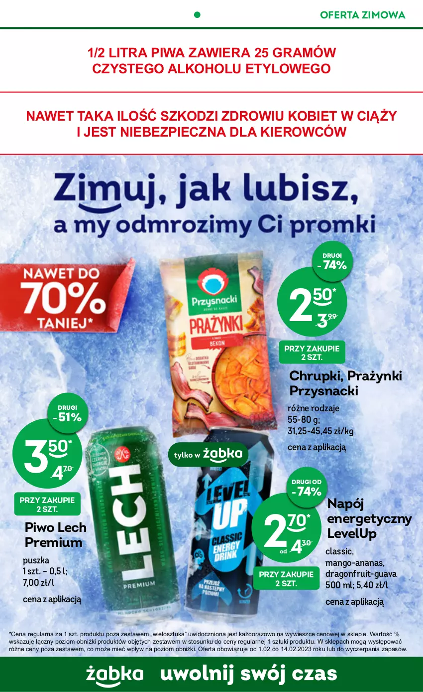 Gazetka promocyjna Żabka - ważna 18.01 do 24.01.2023 - strona 2 - produkty: Ananas, Chrupki, Gra, Lech Premium, Mango, Napój, Napój energetyczny, Piec, Piwa, Piwo, Przysnacki