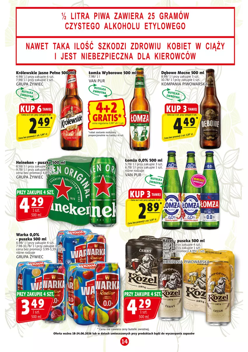 Gazetka promocyjna Prim Market - ważna 18.06 do 24.06.2026 - strona 14 - produkty: Kozel, Królewski, Piwo, Por, Pur, Warka