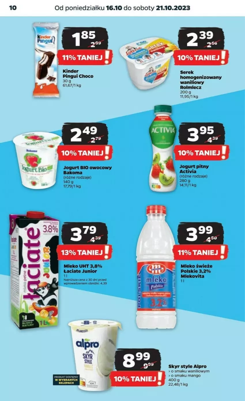 Gazetka promocyjna Netto - ważna 16.10 do 21.10.2023 - strona 2 - produkty: Alpro, Bakoma, Jogurt, Jogurt bio, Kinder, Mango, Miecz, Mleko