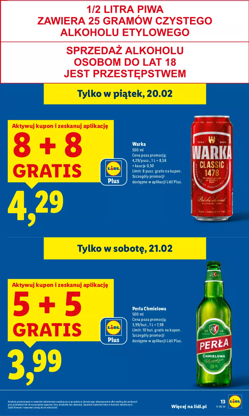 Gazetka promocyjna Lidl - GAZETKA - ważna 19.02 do 21.02.2026 - strona 13 - produkty: Gra, Perła, Warka