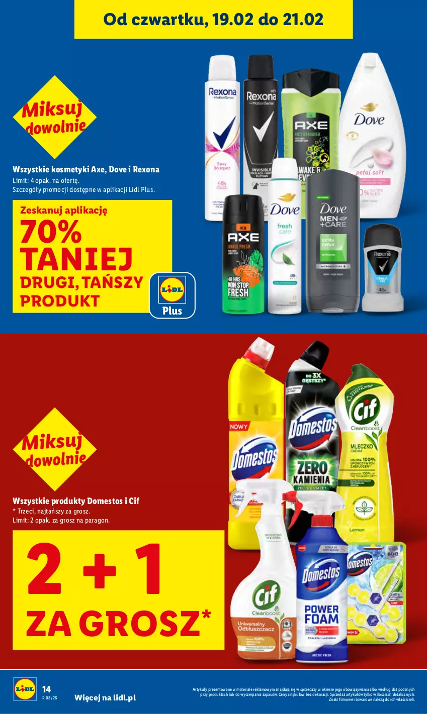 Gazetka promocyjna Lidl - GAZETKA - ważna 19.02 do 21.02.2026 - strona 14 - produkty: Cif, Domestos, Dove, Rexona