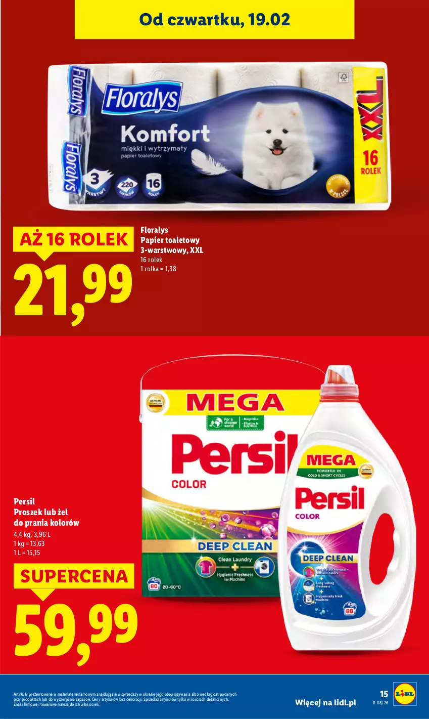 Gazetka promocyjna Lidl - GAZETKA - ważna 19.02 do 21.02.2026 - strona 15 - produkty: Flora, Papier, Papier toaletowy, Persil