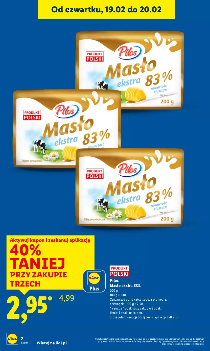 Gazetka promocyjna Lidl - GAZETKA - ważna 19.02 do 21.02.2026 - strona 2 - produkty: Masło, Pilos