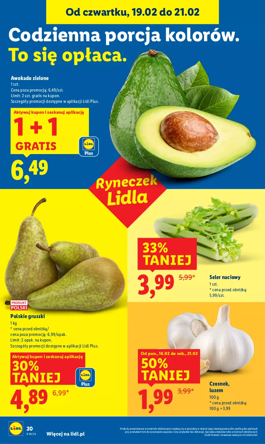 Gazetka promocyjna Lidl - GAZETKA - ważna 19.02 do 21.02.2026 - strona 20 - produkty: Czosnek, Gra, Gruszki, Por, Seler naciowy