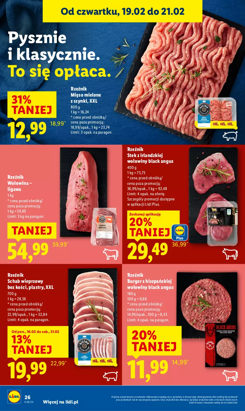 Gazetka promocyjna Lidl - GAZETKA - ważna 19.02 do 21.02.2026 - strona 26 - produkty: Burger, Lack, Mięso, Mięso mielone, Mięso mielone z szynki, Schab wieprzowy, Stek, Wołowina