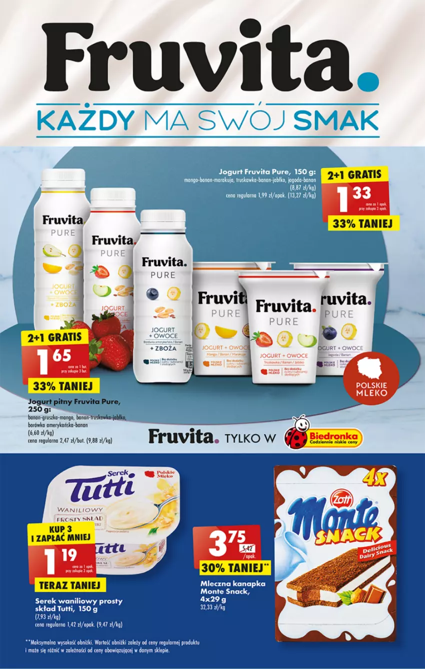 Gazetka promocyjna Biedronka - ważna 04.07 do 09.07.2022 - strona 19 - produkty: Borówka, Borówka amerykańska, Gra, Jogurt, Lion, Mango, Mleczna kanapka, Monte, Owoce, Pur, Ser, Serek, Sok, Tera