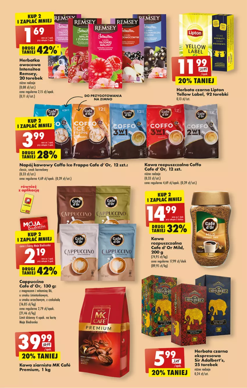 Gazetka promocyjna Biedronka - ważna 04.07 do 09.07.2022 - strona 27 - produkty: Cappuccino, Dron, Herbata, Herbata czarna, Kawa, Kawa rozpuszczalna, Kawa ziarnista, Lipton, Napój