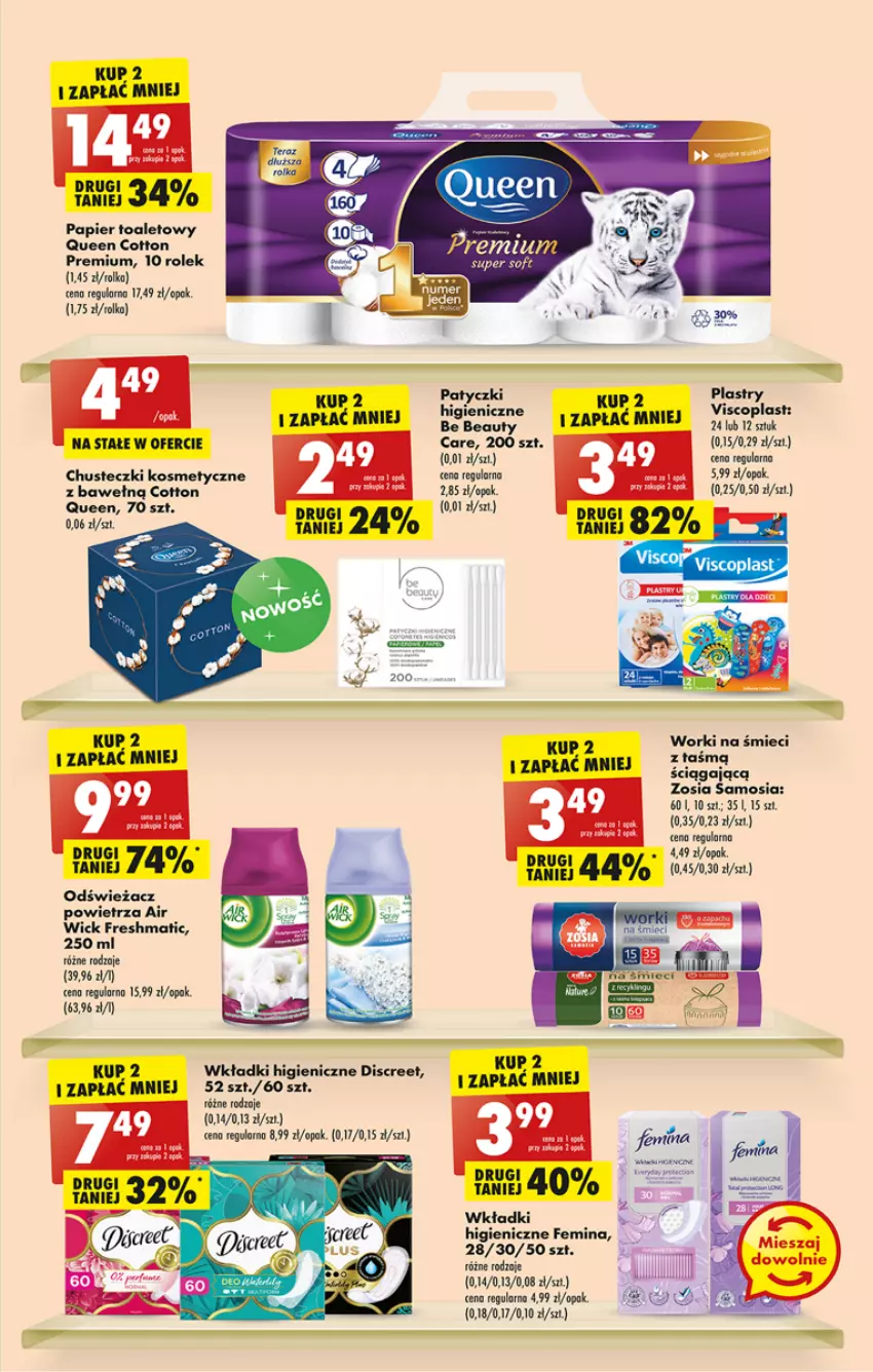 Gazetka promocyjna Biedronka - ważna 04.07 do 09.07.2022 - strona 45 - produkty: Air Wick, Be Be, Chusteczki, Chusteczki kosmetyczne, Discreet, Odświeżacz powietrza, Papier, Papier toaletowy, Viscoplast, Wkładki