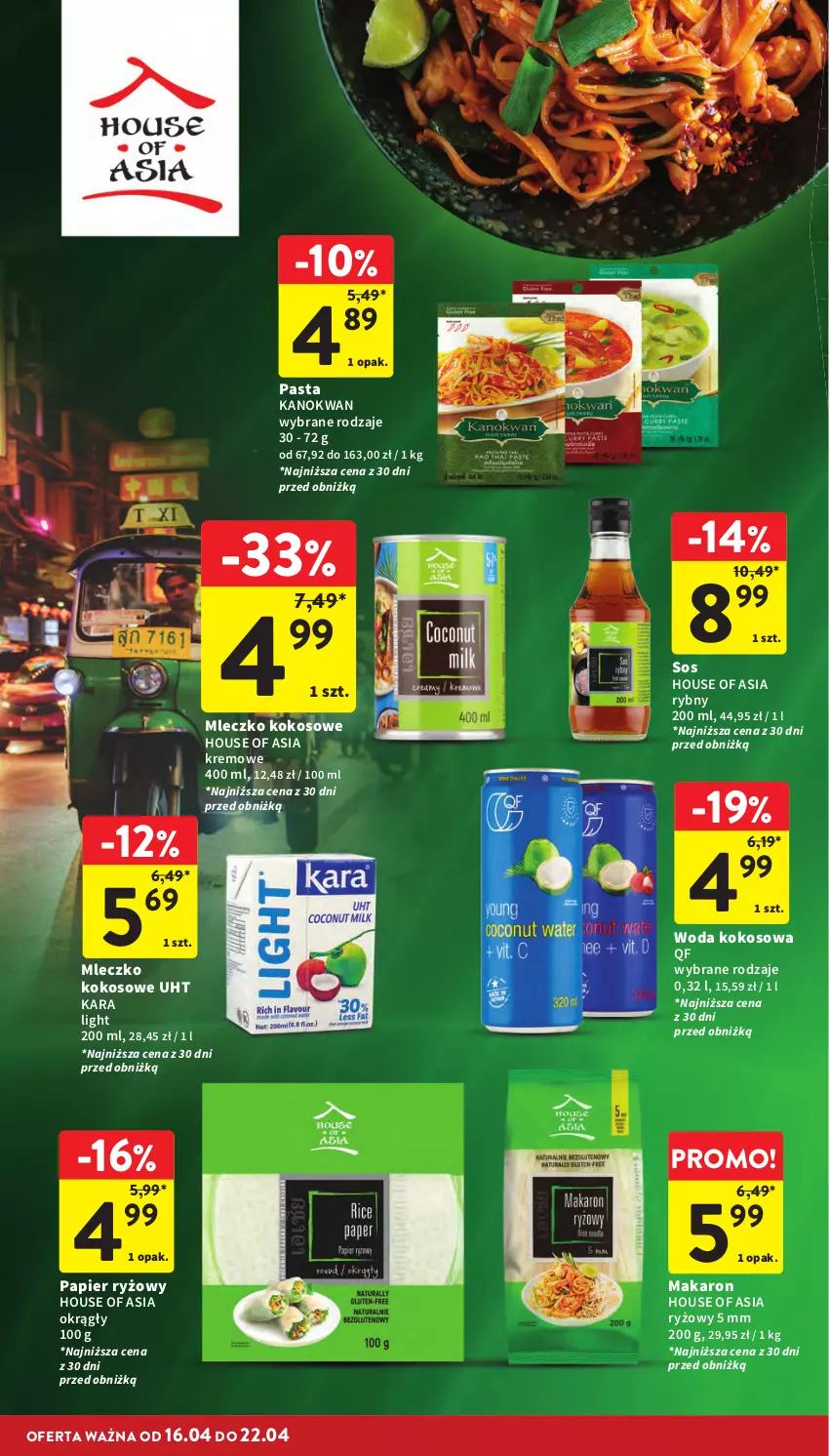 Gazetka promocyjna Intermarche - Gazetka Intermarche - ważna 16.04 do 22.04.2026 - strona 26 - produkty: House of Asia, Kokos, Makaron, Mleczko, Papier, Papier ryżowy, Ryż, Sos, Woda
