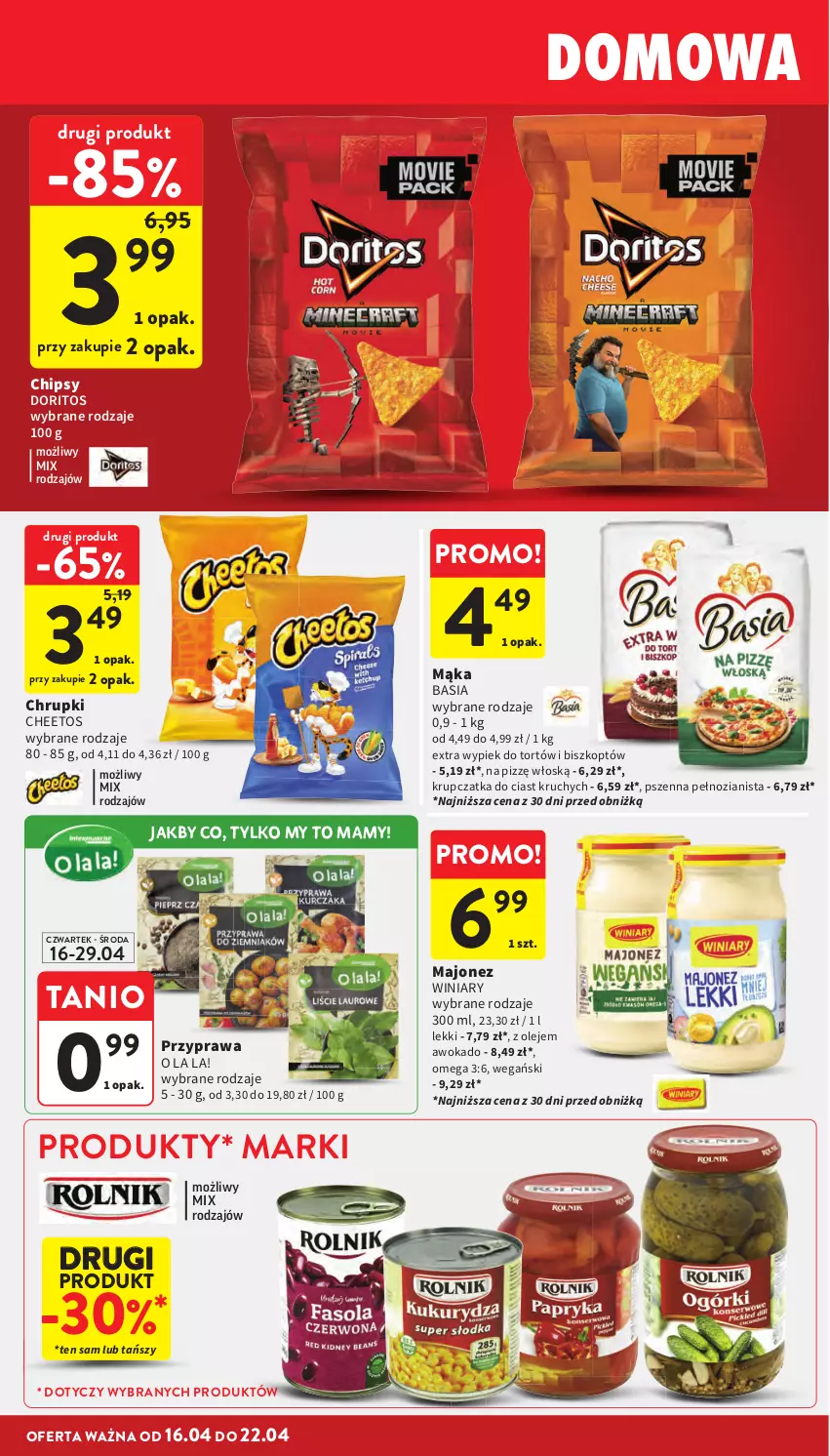 Gazetka promocyjna Intermarche - Gazetka Intermarche - ważna 16.04 do 22.04.2026 - strona 28 - produkty: Basia, Cheetos, Chipsy, Chrupki, Majonez, Mąka, Olej, Winiary