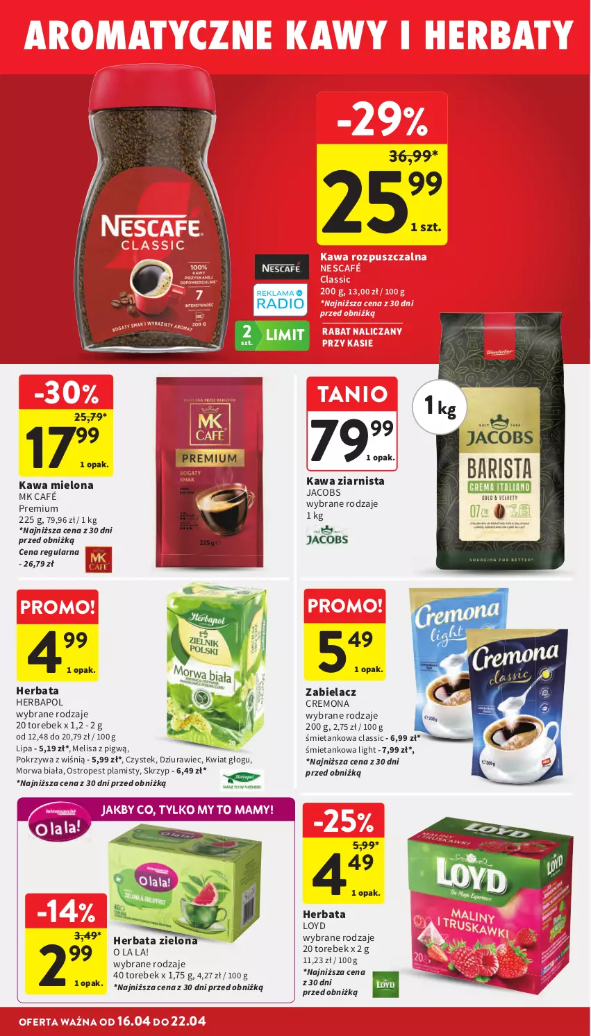 Gazetka promocyjna Intermarche - Gazetka Intermarche - ważna 16.04 do 22.04.2026 - strona 32 - produkty: Herbapol, Herbata, Jacobs, Kawa, Kawa mielona, Kawa rozpuszczalna, Kawa ziarnista, Loyd, Nescafé, Ostropes, Stek