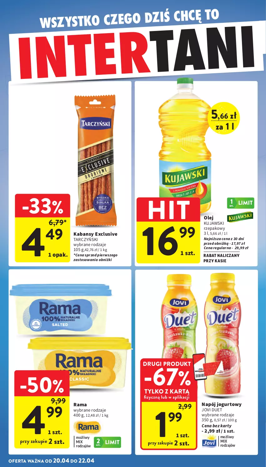 Gazetka promocyjna Intermarche - Gazetka Intermarche - ważna 16.04 do 22.04.2026 - strona 42 - produkty: Jogurt, Kujawski, Napój, Napój jogurtowy, Olej, Rama, Tarczyński