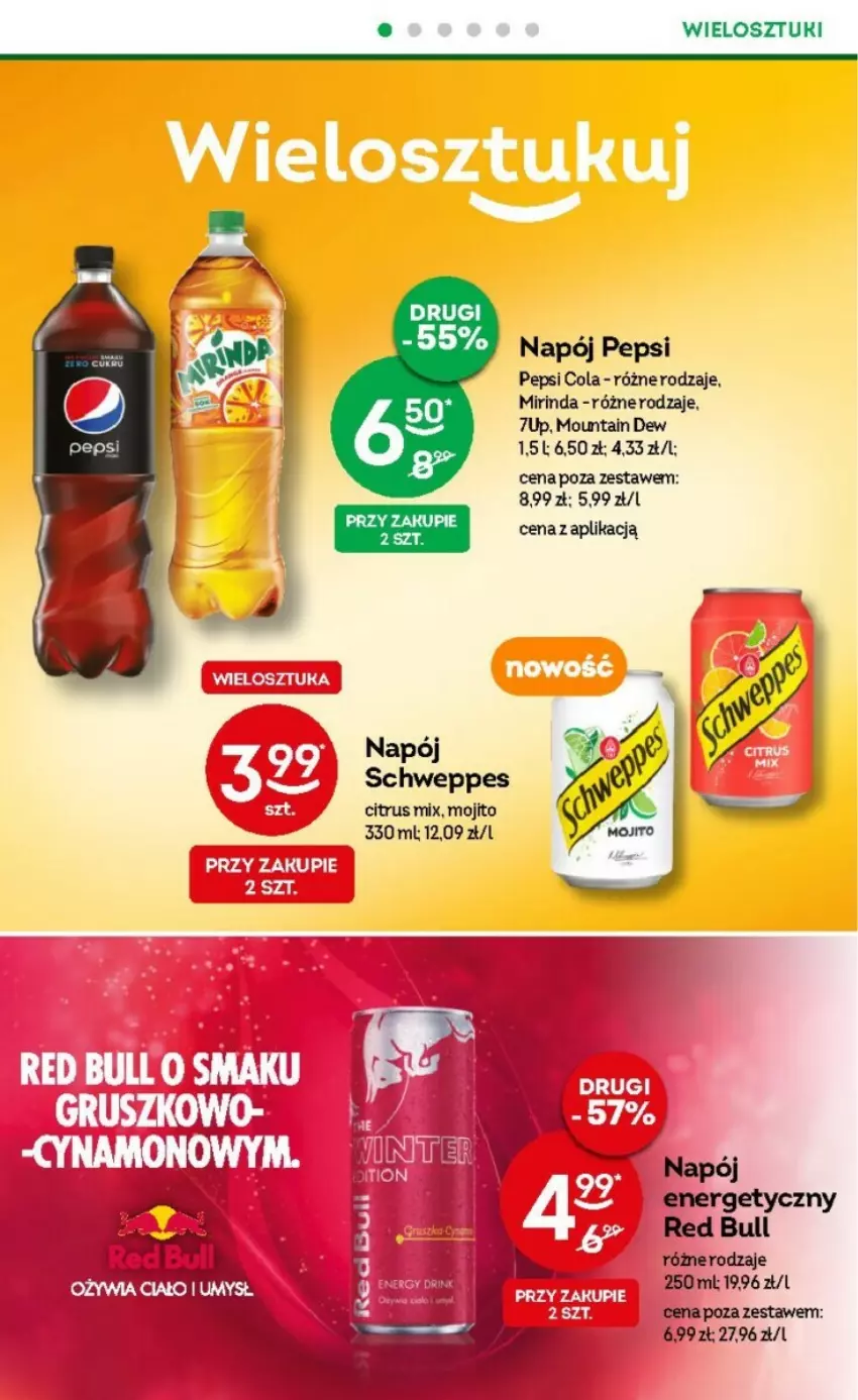 Gazetka promocyjna Żabka - ważna 13.09 do 19.09.2023 - strona 15 - produkty: 7up, Mirinda, Napój, Napój energetyczny, Pepsi, Red Bull