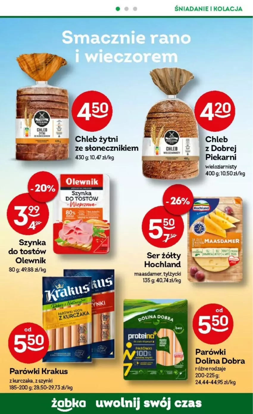 Gazetka promocyjna Żabka - ważna 13.09 do 19.09.2023 - strona 26 - produkty: Chleb, Hochland, Krakus, Kurczak, Maasdam, Olewnik, Parówki, Szynka