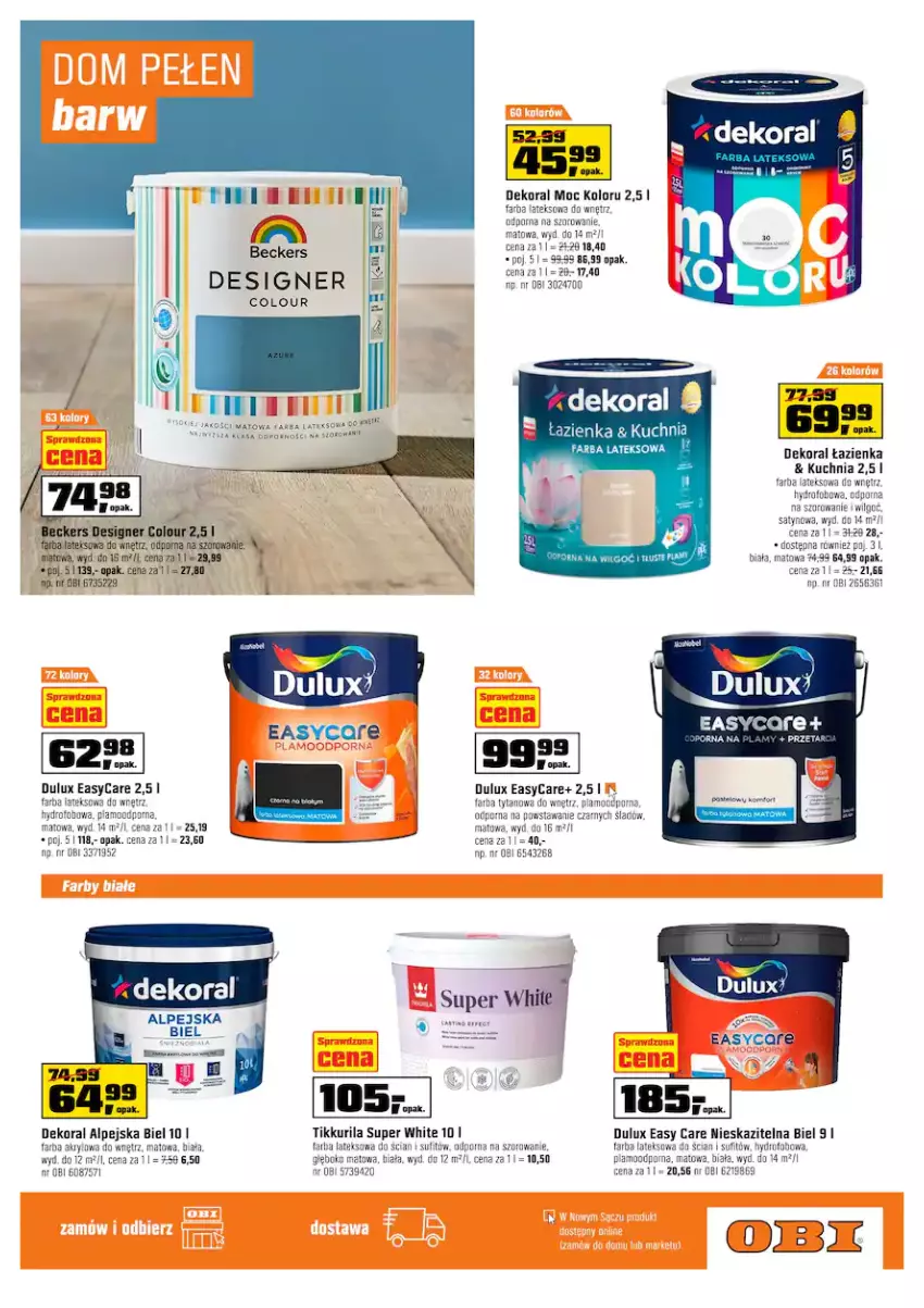 Gazetka promocyjna Obi - Zrobisz to z Obi - ważna 02.03 do 15.03.2022 - strona 9 - produkty: Beckers, Dekoral, Designer Colour, Dulux, Fa, Farba lateksowa, Kuchnia, LG, Por, Tytan