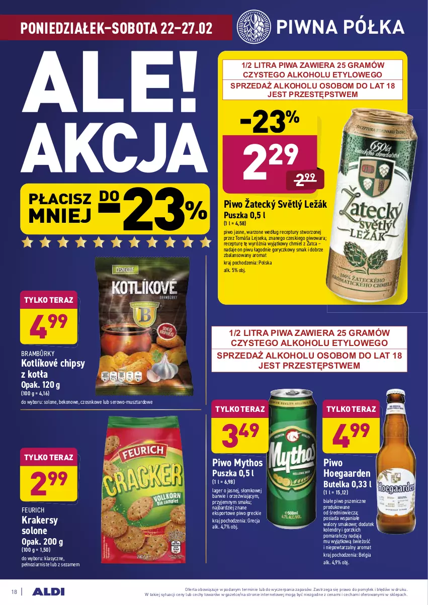 Gazetka promocyjna Aldi - ALE! CENA w ALDI - ważna 22.02 do 06.03.2021 - strona 18 - produkty: Beko, Chipsy, Gra, Krakersy, LG, Mus, Piwa, Piwo, Piwo jasne, Półka, Por, Ser, Sezam, Sport, Tera