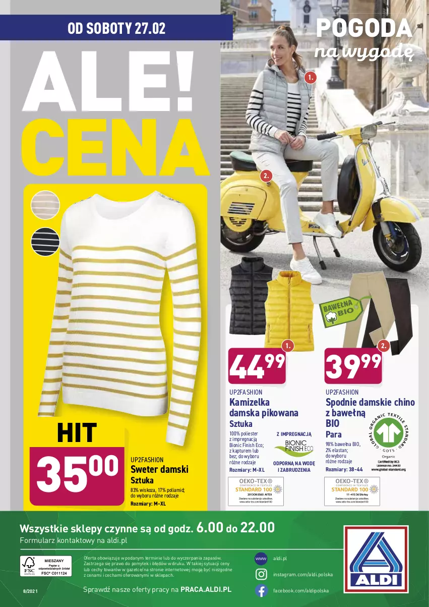 Gazetka promocyjna Aldi - ALE! CENA w ALDI - ważna 22.02 do 06.03.2021 - strona 36 - produkty: Fa, Finish, Gra, Kamizelka, Por, Spodnie, Sweter, Wełna