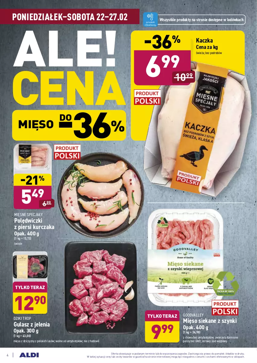 Gazetka promocyjna Aldi - ALE! CENA w ALDI - ważna 22.02 do 06.03.2021 - strona 4 - produkty: Kaczka, Karmi, Kurczak, Lodówka, Mięsne specjały, Mięso, Tera, Zwierzęta