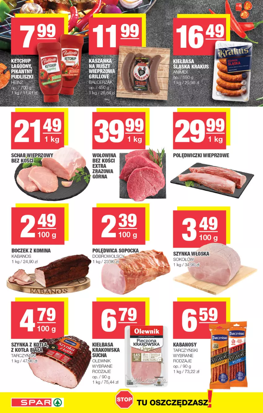 Gazetka promocyjna Spar - Spar - ważna 14.05 do 24.05.2023 - strona 4 - produkty: Boczek, Kabanos, Kiełbasa, Kiełbasa krakowska, Olewnik, Polędwica, Szynka, Tarczyński, Wołowina, Wołowina bez kości