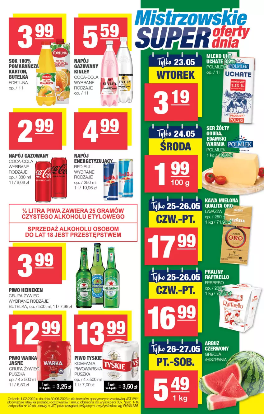 Gazetka promocyjna Spar - Spar - ważna 14.05 do 24.05.2023 - strona 5 - produkty: Coca-Cola, Fa, Gouda, Napój, Napój gazowany, Piwo, Sok, Tyskie, Warka