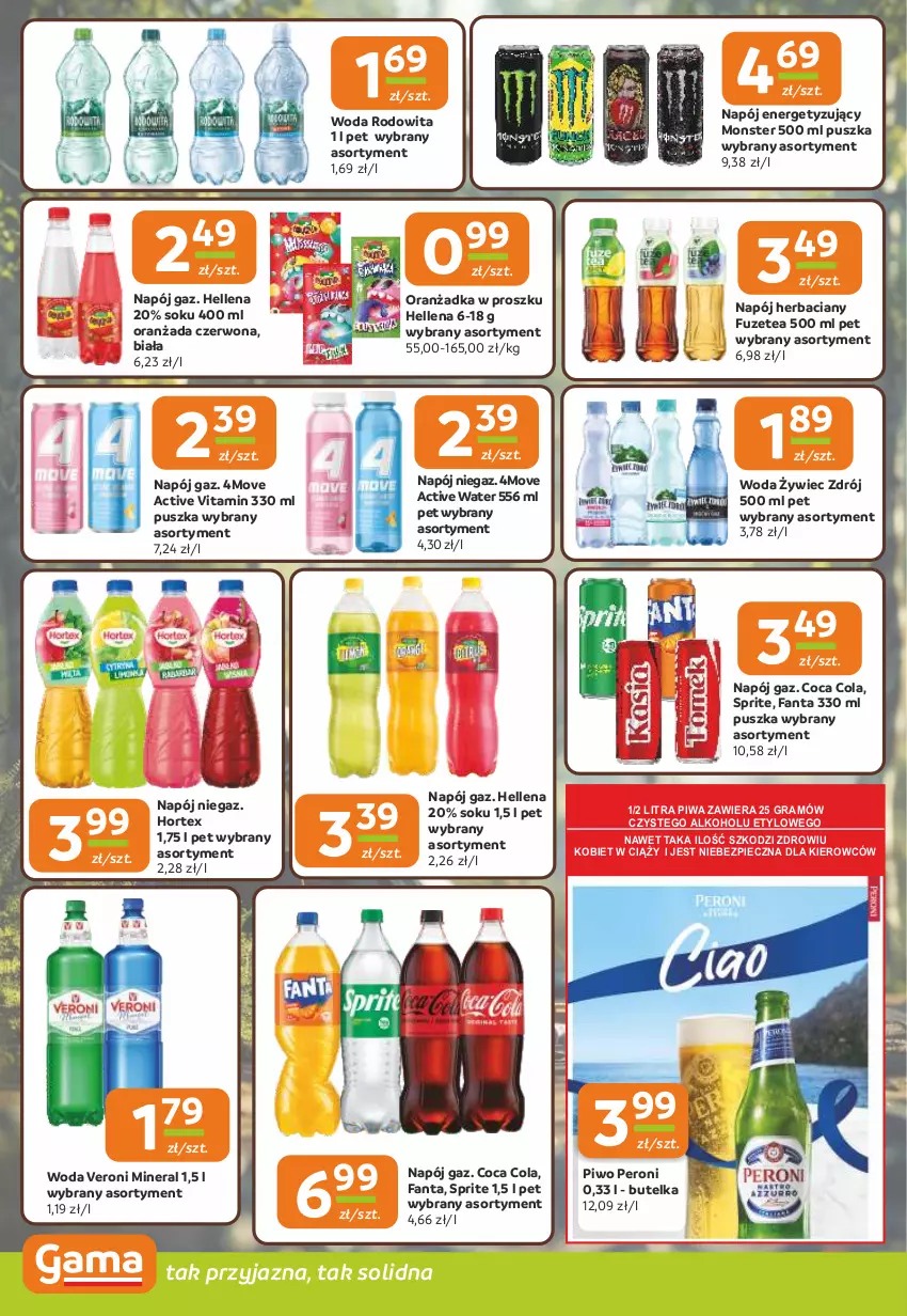 Gazetka promocyjna Gama - Gazetka Gama - ważna 10.07 do 22.07.2025 - strona 10 - produkty: Fa, Fanta, Gra, Hellena, Hortex, Napój, Oranżada, Piec, Piwa, Piwo, Sok, Sprite, Woda