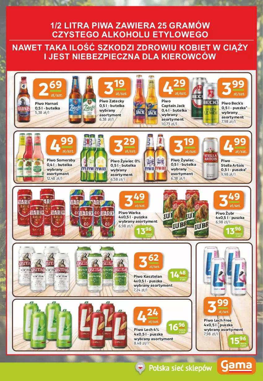 Gazetka promocyjna Gama - Gazetka Gama - ważna 10.07 do 22.07.2025 - strona 11 - produkty: Captain Jack, Gra, Harnaś, Kasztelan, Piec, Piwa, Piwo, Somersby, Warka