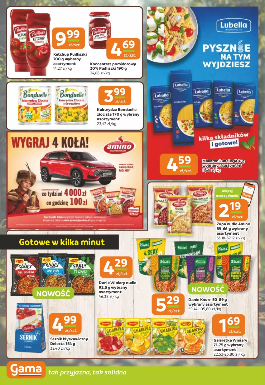 Gazetka promocyjna Gama - Gazetka Gama - ważna 10.07 do 22.07.2025 - strona 8 - produkty: Bell, Bella, Bonduelle, Delecta, Gala, Galaretka, Ketchup, Knorr, Koncentrat pomidorowy, Kukurydza, Lubella, Makaron, Pudliszki, Ser, Winiary, Zupa