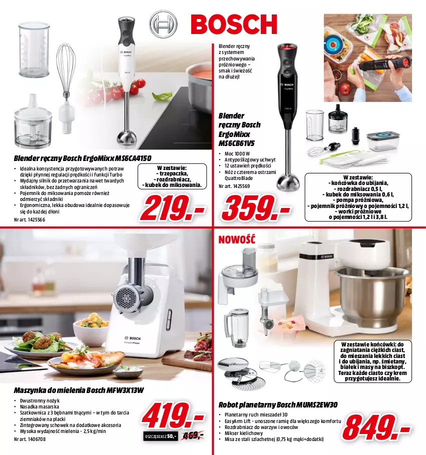 Gazetka promocyjna Media Markt - Gazetka Media Markt - ważna 14.06 do 30.06.2021 - strona 19 - produkty: Blender, Blender ręczny, Bosch, Gra, Kubek, Lack, Maszynka, Maszynka do mielenia, Mikser, Noż, Pojemnik, Robot, Robot planetarny, Rozdrabniacz, Ser, Sok, Szynka, Tera, Trzepaczka