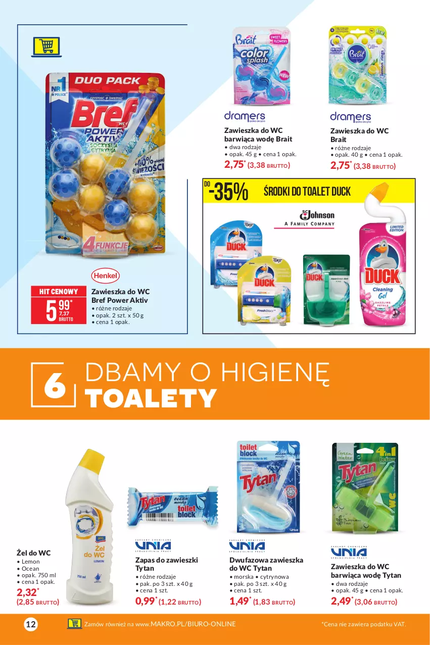 Gazetka promocyjna Makro - [Oferta specjalna] Wiosenne wyzwanie - 12 sposobów na czysty dom - ważna 09.03 do 22.03.2021 - strona 12 - produkty: Biuro, Bref, Duck, Fa, Tytan, Zawieszka do wc, Zawieszki