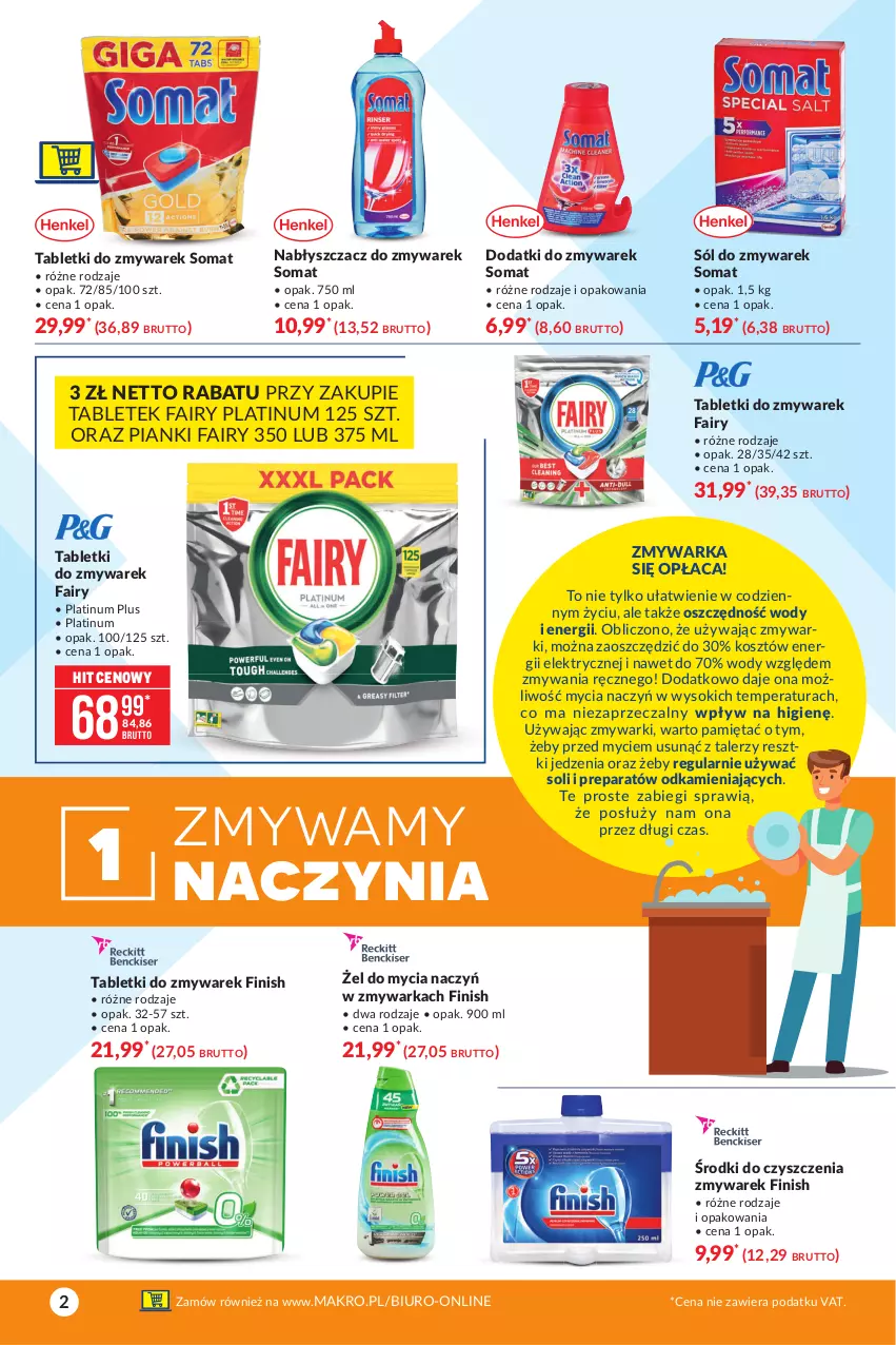 Gazetka promocyjna Makro - [Oferta specjalna] Wiosenne wyzwanie - 12 sposobów na czysty dom - ważna 09.03 do 22.03.2021 - strona 2 - produkty: Biuro, Do mycia naczyń, Fa, Fairy, Finish, Kosz, Mięta, Sok, Sól, Somat, Tablet, Talerz, Warka, Zmywarka, Zmywarki