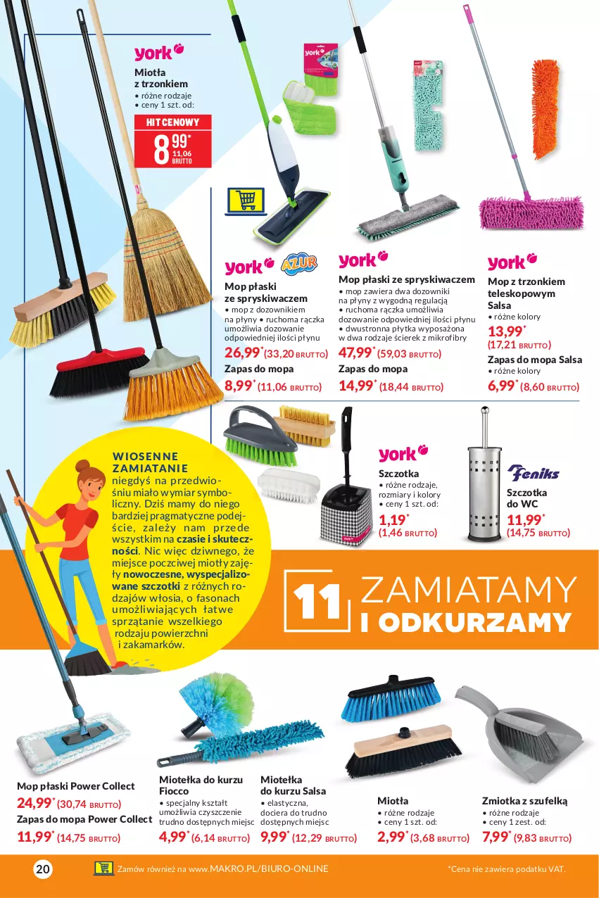 Gazetka promocyjna Makro - [Oferta specjalna] Wiosenne wyzwanie - 12 sposobów na czysty dom - ważna 09.03 do 22.03.2021 - strona 20 - produkty: Biuro, Dozownik, Fa, Miotła, Mop, Płytka, Salsa, Sprzątanie, Szczotka, Szczotka do WC, Teleskop