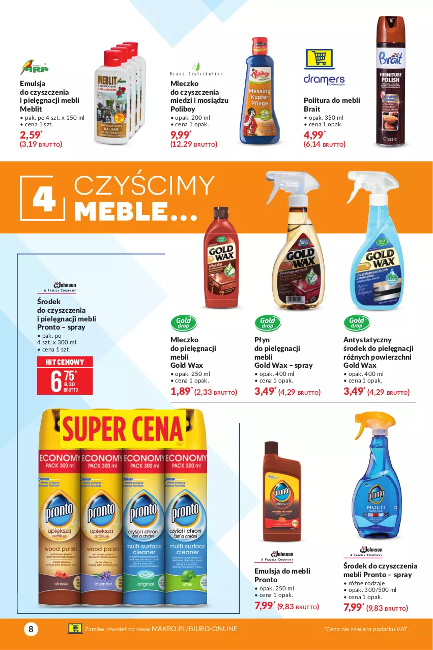 Gazetka promocyjna Makro - [Oferta specjalna] Wiosenne wyzwanie - 12 sposobów na czysty dom - ważna 09.03 do 22.03.2021 - strona 8 - produkty: Biuro, Emulsja, Meble, Mleczko, Pronto