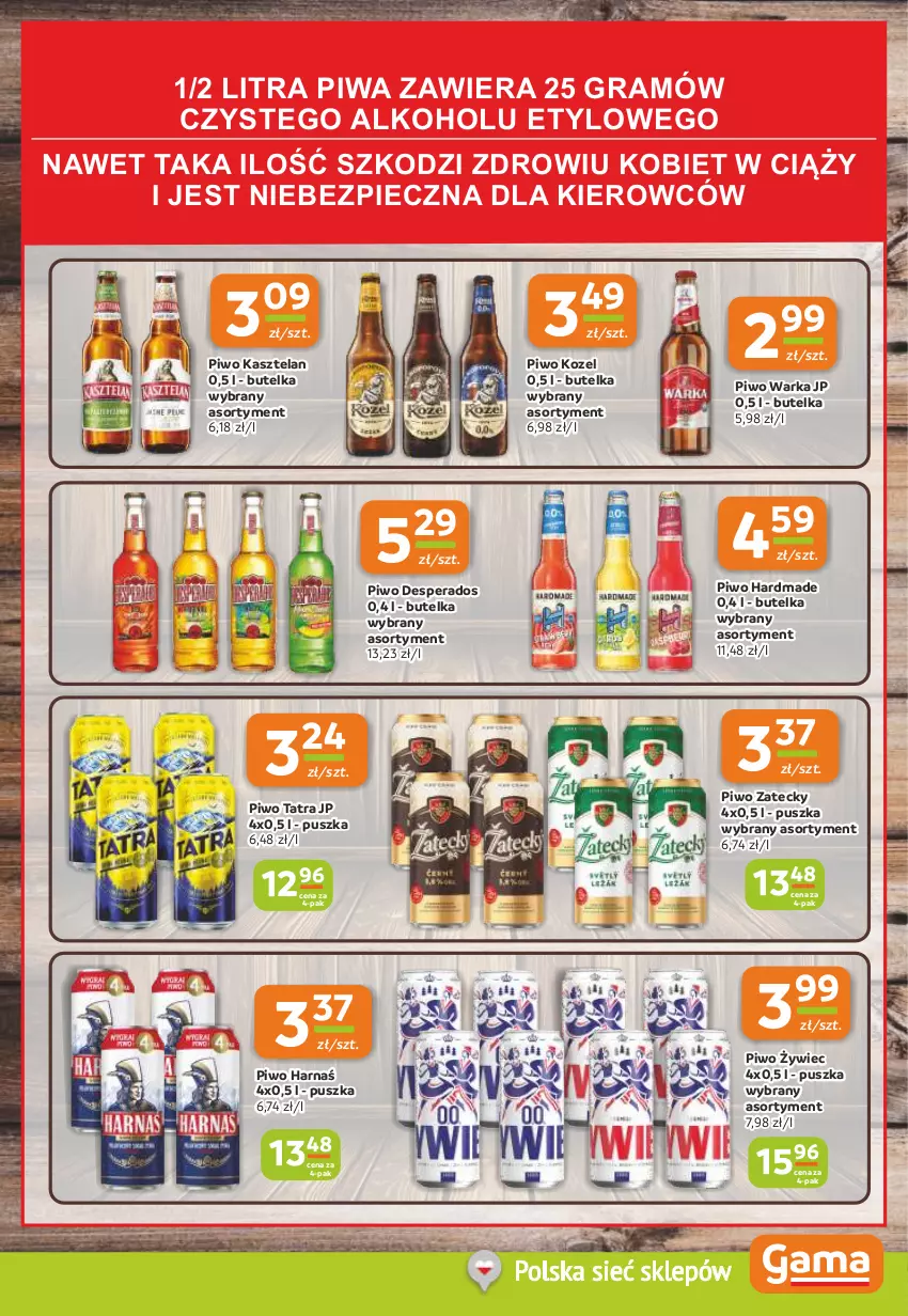 Gazetka promocyjna Gama - Gazetka Gama - ważna 13.02 do 25.02.2025 - strona 11 - produkty: Desperados, Gra, Harnaś, Kasztelan, Kozel, Piec, Piwa, Piwo, Tatra, Warka