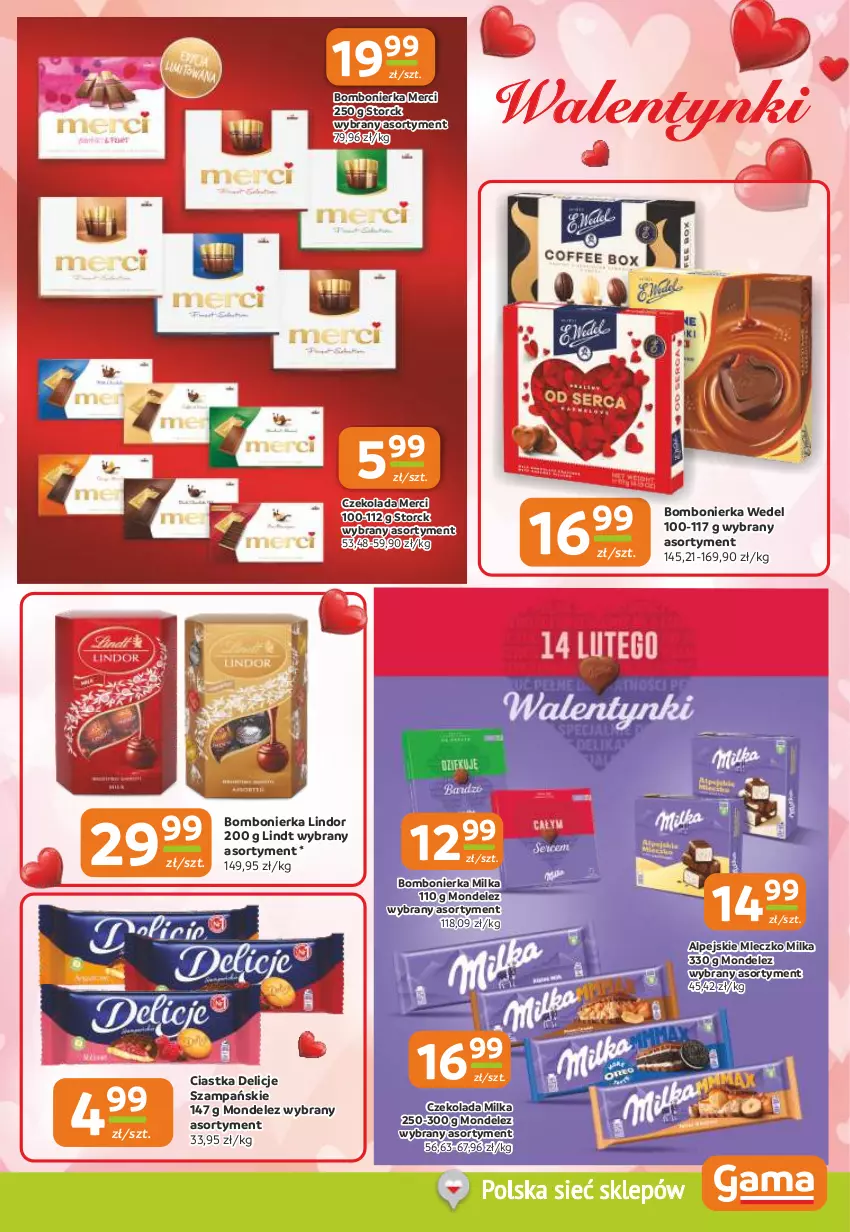 Gazetka promocyjna Gama - Gazetka Gama - ważna 13.02 do 25.02.2025 - strona 5 - produkty: Ciastka, Czekolada, Delicje, Lindor, Lindt, Merci, Milka, Mleczko