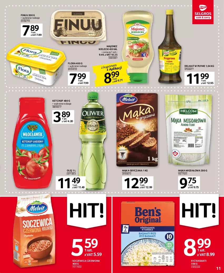 Gazetka promocyjna Selgros - Oferta spożywcza - ważna 19.01 do 01.02.2023 - strona 11 - produkty: Finuu, Flora, Gry, Ketchup, Majonez, Mąka, Olej, Ryż, Ryż basmati