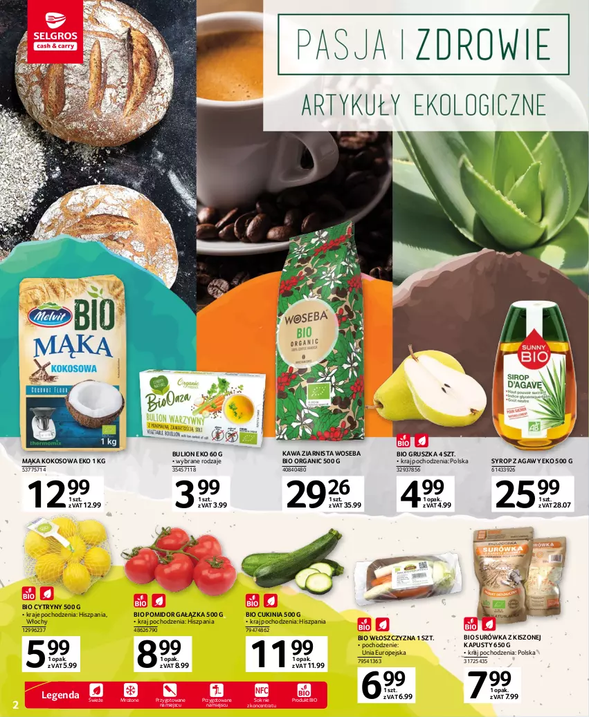 Gazetka promocyjna Selgros - Oferta spożywcza - ważna 19.01 do 01.02.2023 - strona 2 - produkty: Bulion, Cytryny, Kawa, Kawa ziarnista, Kokos, Lion, Mąka, Sok, Surówka, Syrop, Woseba